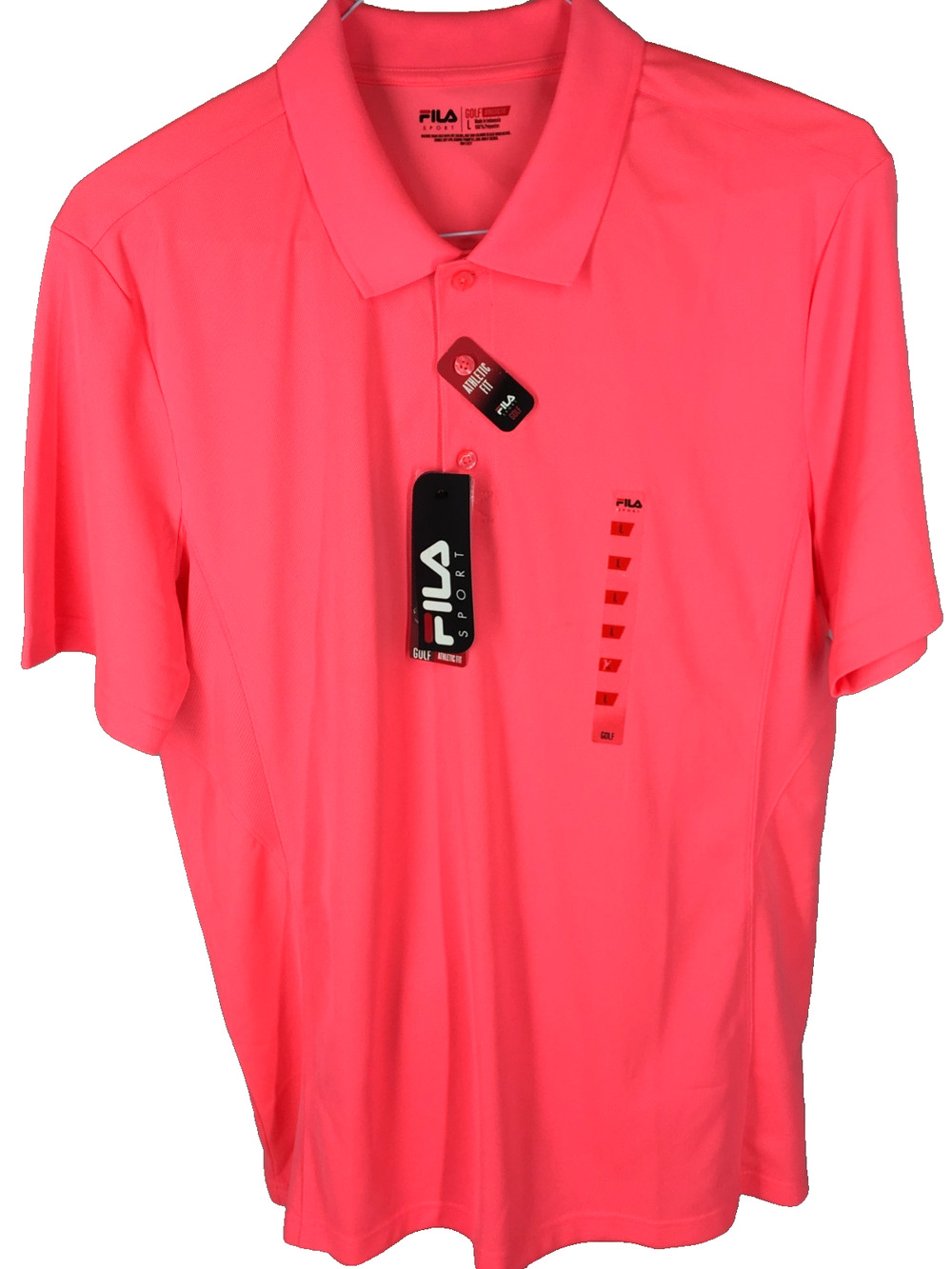 NWT Fila Sport Golf Mens Athletic Fit Polo Shirt Peach Pink Size L